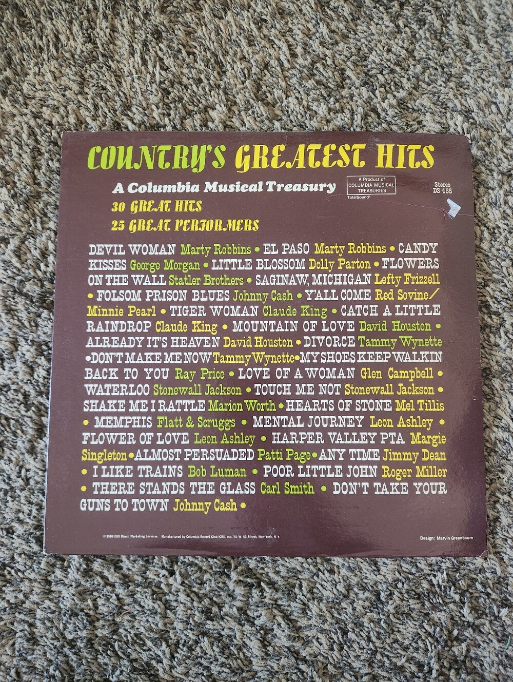 Country's Greatest Hits Vinyl Record